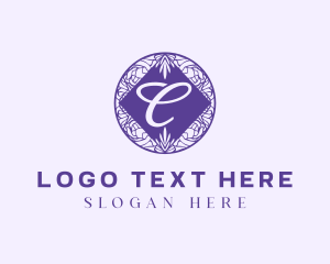 Green And Purple - Floral Circle Letter C logo design