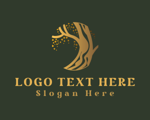 Forestry - Gold Tree Branch logo design