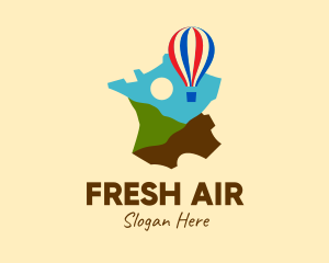 France Map Hot Air Balloon logo design