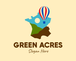 Grassland - France Map Hot Air Balloon logo design