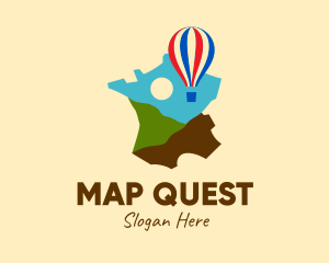 France Map Hot Air Balloon logo design