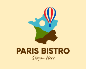 France Map Hot Air Balloon logo design