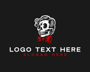 Streaming - Bowtie Hair Skull logo design