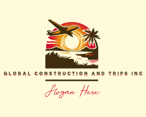 Travel - Tropical Beach Plane logo design