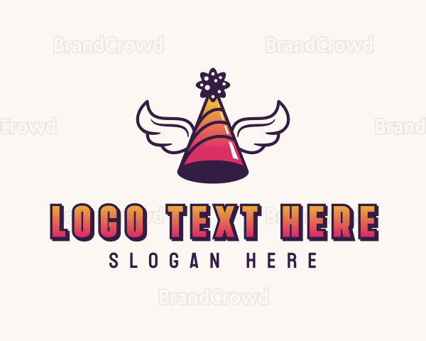 Festive Party Hat Wings Logo