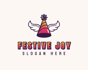 Festive Party Hat Wings logo design