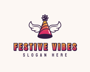 Festive Party Hat Wings logo design