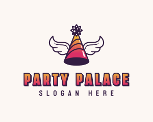 Festive Party Hat Wings logo design