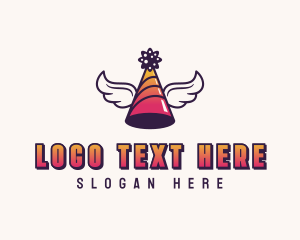 Holiday - Festive Party Hat Wings logo design
