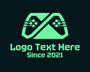 Sleek - Green Cyber Gamepad logo design