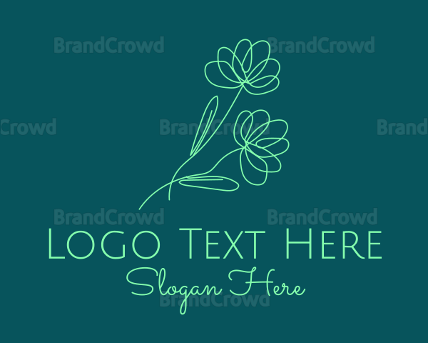 Green Flower Line Art Logo