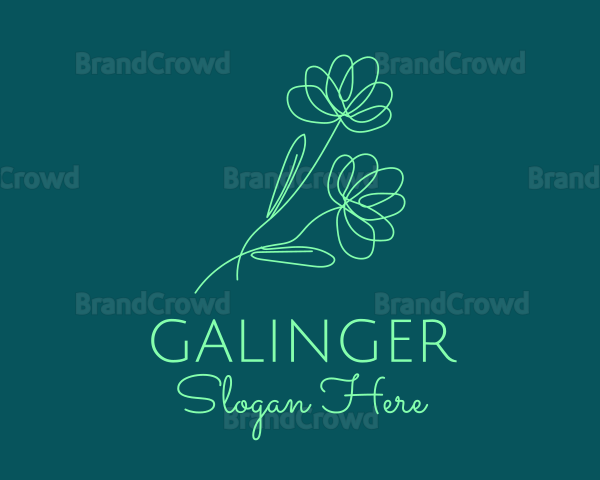 Green Flower Line Art Logo