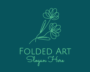 Green Flower Line Art logo design