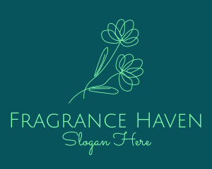 Green Flower Line Art logo design