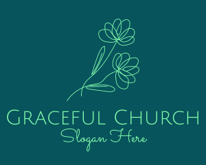 Succulent - Green Flower Line Art logo design