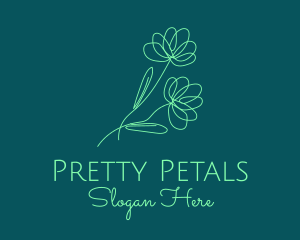 Green Flower Line Art logo design