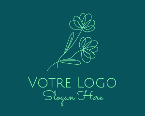 Cute - Green Flower Line Art logo design