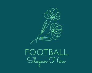 Flower Shop - Green Flower Line Art logo design