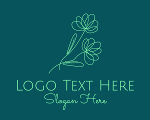 Beauty - Green Flower Line Art logo design