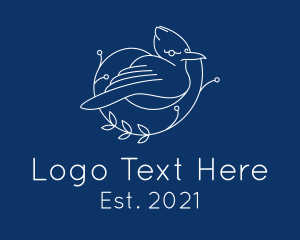 White - Blue Jay Bird Line Art logo design