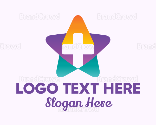 Multicolor Medical Cross Star Logo