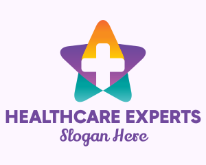 Multicolor Medical Cross Star logo design