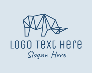 Rhino - Blue Geometric Rhino logo design