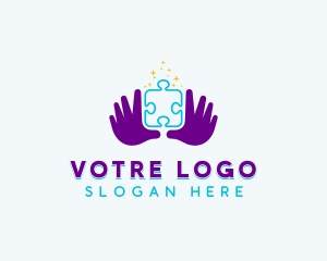 Childcare - Hand Puzzle Learning logo design