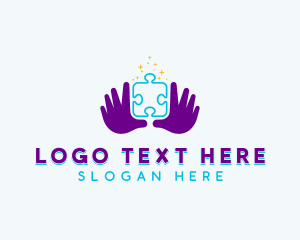 Puzzle Piece - Hand Puzzle Learning logo design