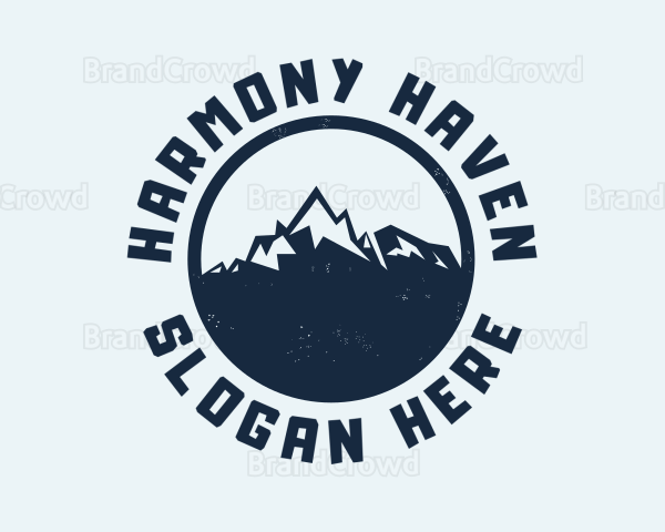 Mountain Climber Hiking Badge Logo