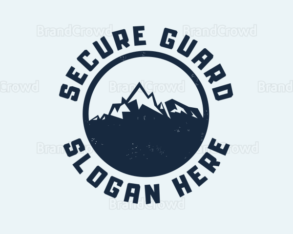 Mountain Climber Hiking Badge Logo