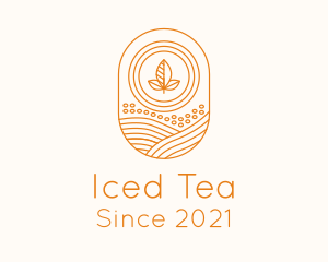 Orange Kombucha Leaf Farm logo design