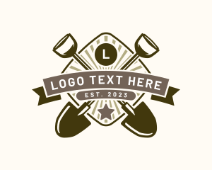 Leaf - Landscaping Shovel Tool logo design