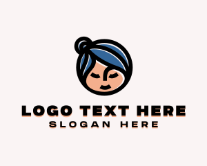 Lady - Cartoon Girl Face logo design