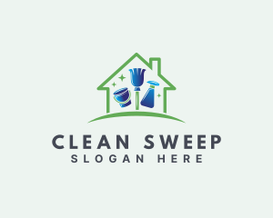 House Sanitation Cleaning  logo design