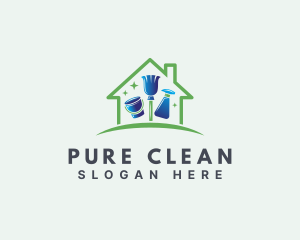 House Sanitation Cleaning  logo design