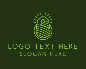 Sustainability - Farm Sunset Line Art logo design