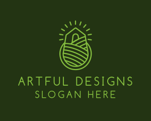 Farm Sunset Line Art logo design