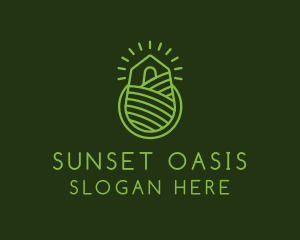 Farm Sunset Line Art logo design