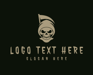 Skeleton - Demon Reaper Skull logo design