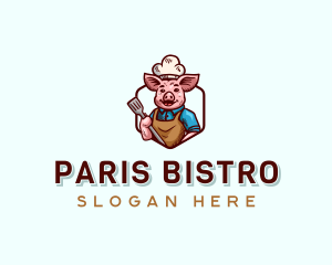 Spatula Pig Barbeque logo design