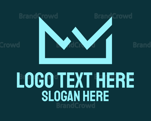 Blue Modern Tech Crown Logo