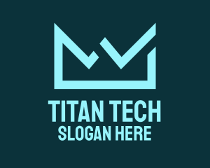 Blue Modern Tech Crown logo design