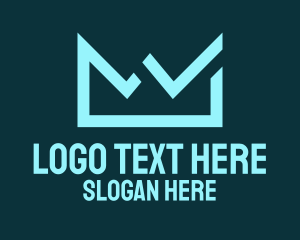 Online - Blue Modern Tech Crown logo design
