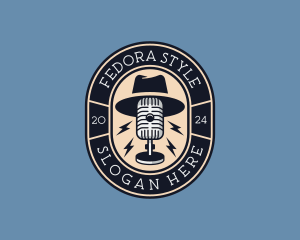 Hat Microphone Podcaster logo design