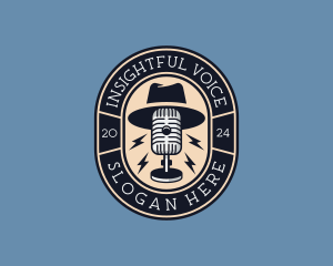 Hat Microphone Podcaster logo design