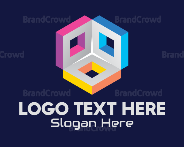 3D Multicolor Squares Logo