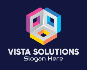 Vista - 3D Multicolor Squares logo design