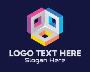View - 3D Multicolor Squares logo design