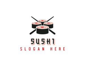 Chopstick Sushi Sashimi logo design